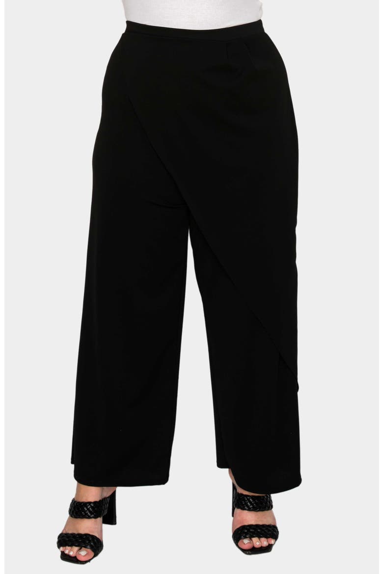 Ivy Faux Wrap Pants, Main, color, BLACK
