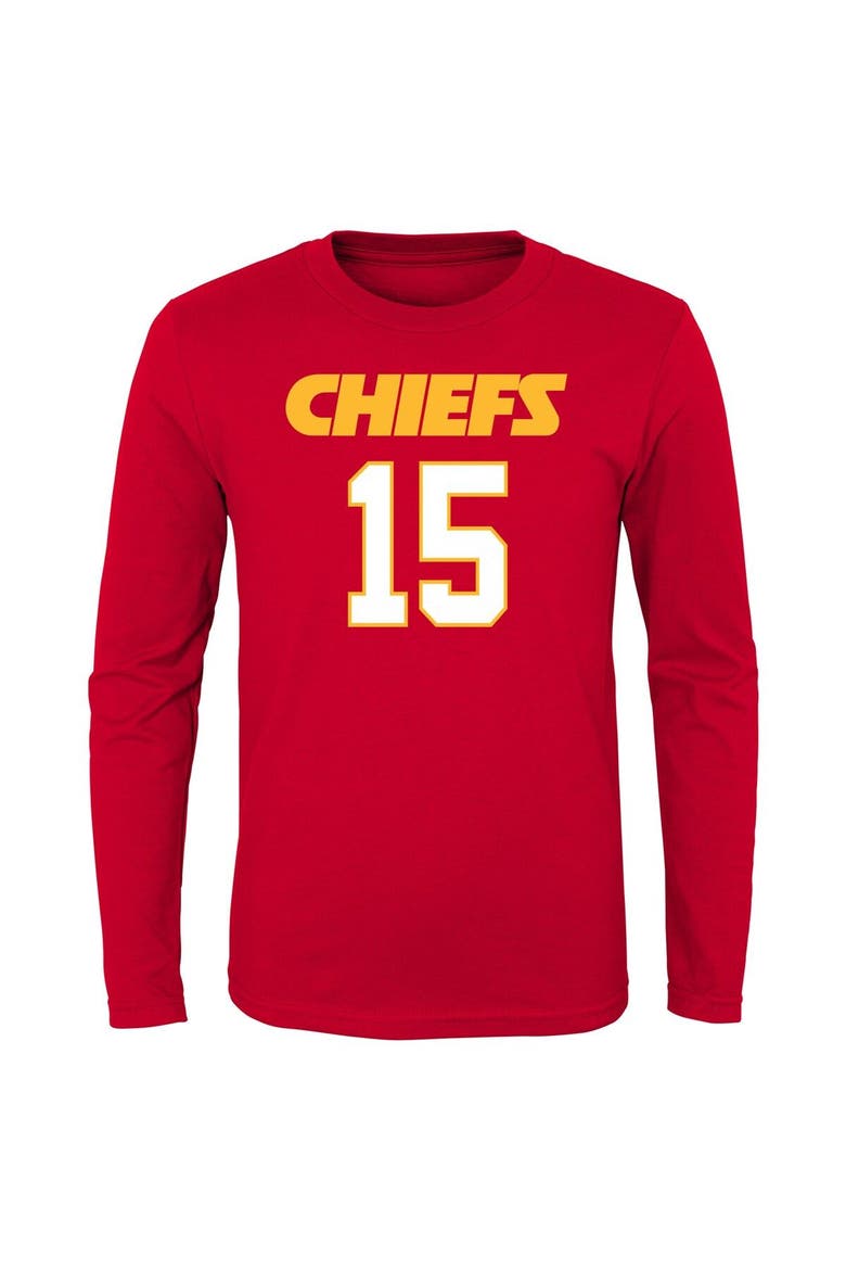Youth Patrick Mahomes Red Kansas City Chiefs Mainliner Name & Number Long Sleeve T-Shirt, Alternate, color, Red