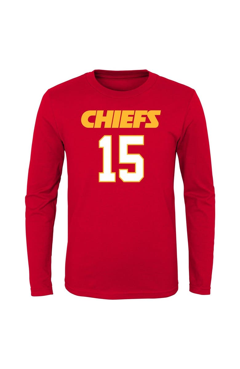 Outerstuff Youth Patrick Mahomes Red Kansas City Chiefs Mainliner Name & Number Long Sleeve T-Shirt, Alternate, color, 