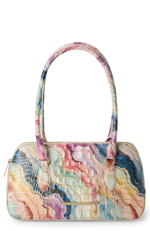 Jennifer Croc Embossed Leather Shoulder Bag