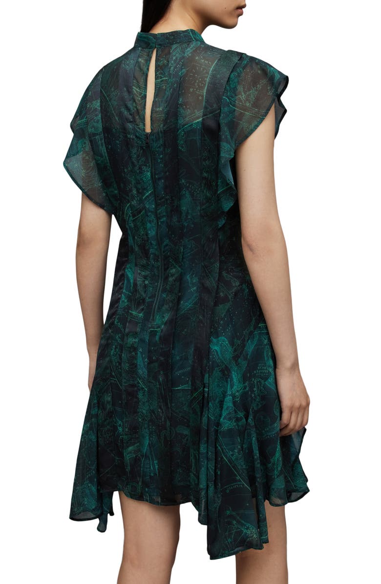 AllSaints Fleur Zig Flutter Sleeve Dress, Alternate, color,