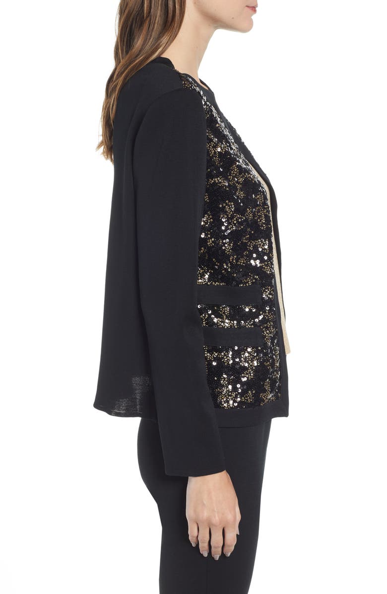 Ming Wang Sequin Front Knit Jacket, Alternate, color, 