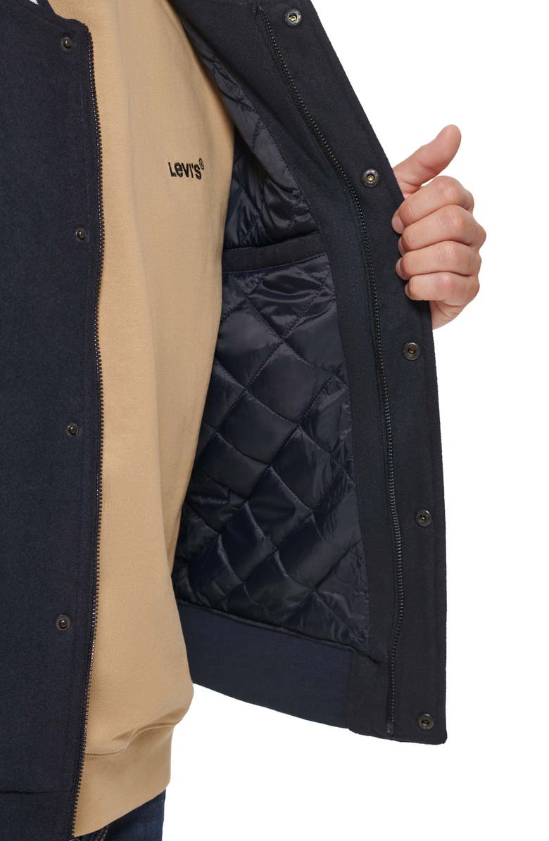 Levi's<sup>®</sup> Water Resistant Letterman Bomber Jacket, Alternate, color, Navy