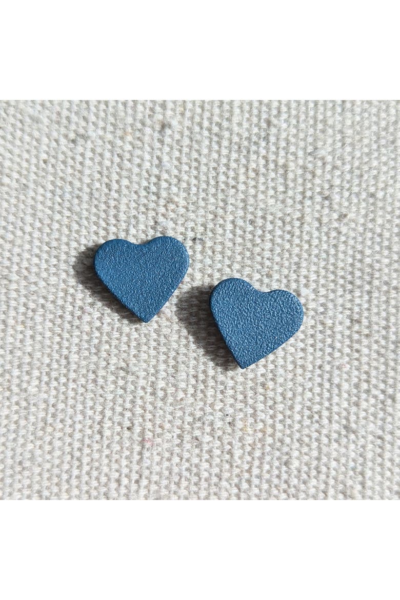 Heart Earrings, Alternate, color, Cobalt