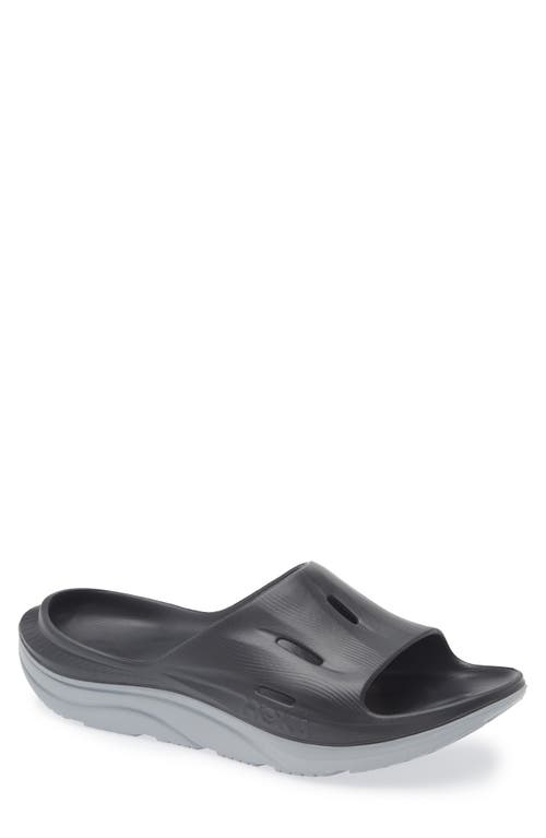 HOKA Gender Inclusive Ora Recovery Slide 3 Sandal in Black /Stellar Grey 