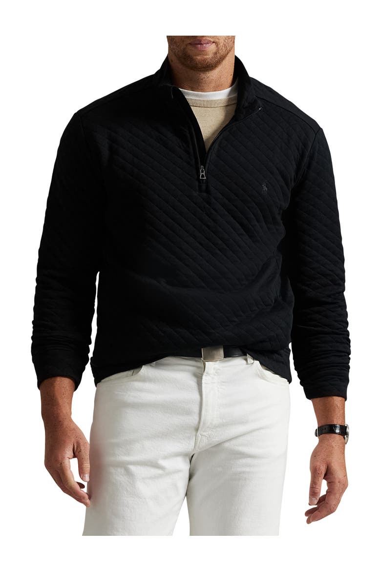 Big & Tall Microquilted Jersey Mockneck 1/4-zip Pullover, Main, color, POLO BLACK