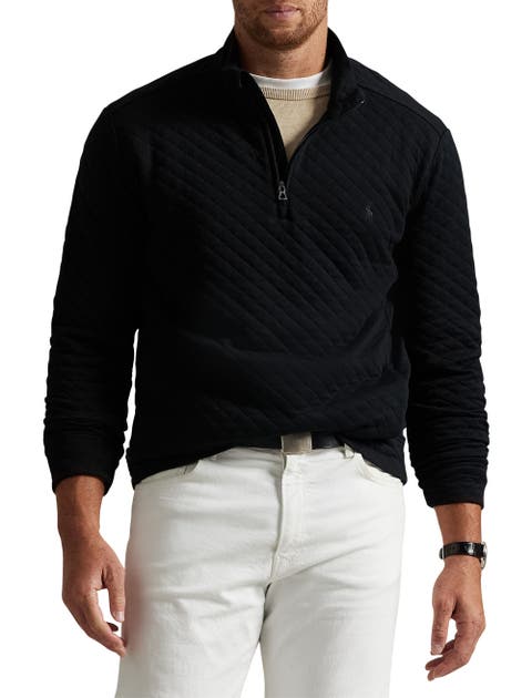 Big & Tall Microquilted Jersey Mockneck 1/4-zip Pullover