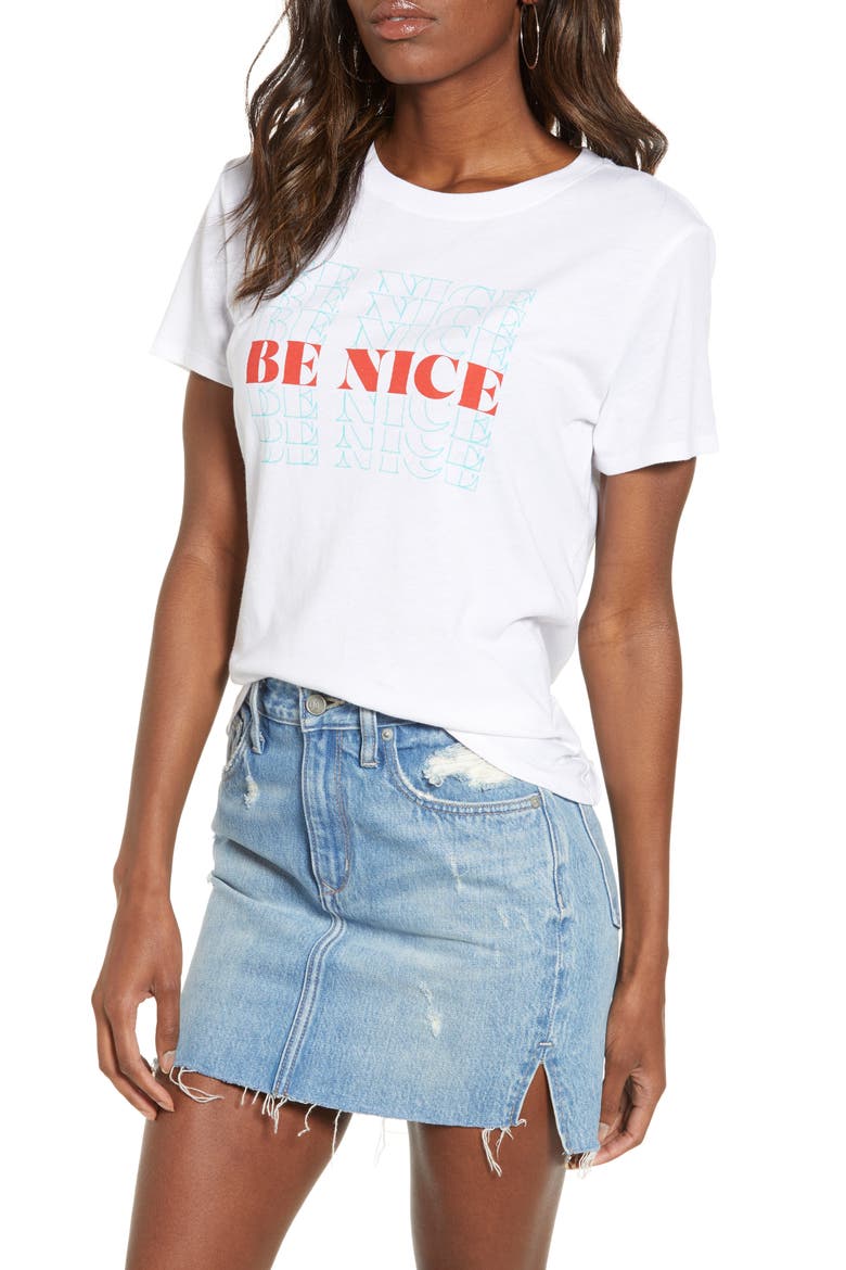 Be Nice Graphic Tee, Main, color, WHITE