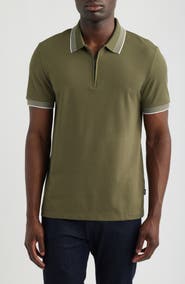 BOSS Paras Quarter Zip Cotton Polo