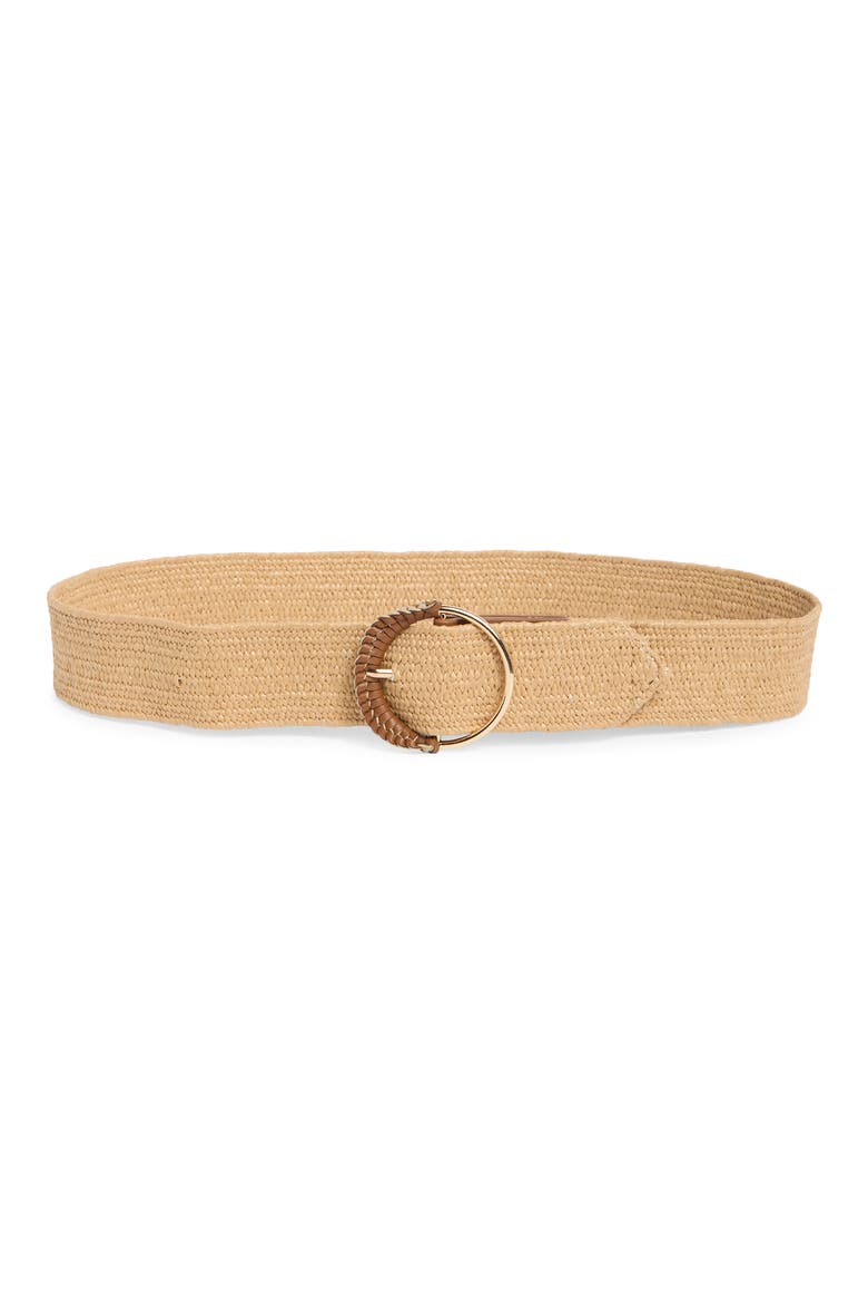 Circle Buckle Stretch Woven Belt, Main, color, NATURAL
