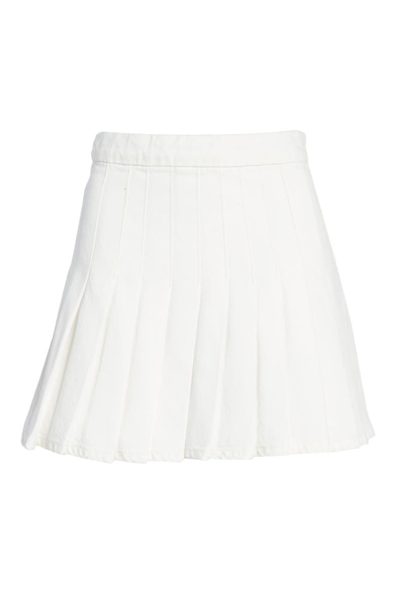 Denim Tennis Skirt, Alternate, color, ECRU