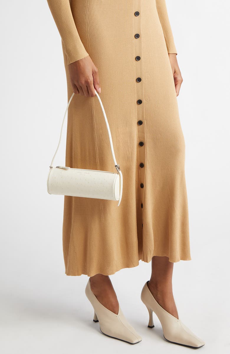 Proenza Schouler Mini Silo Ostrich Embossed Leather Shoulder Bag, Alternate, color,