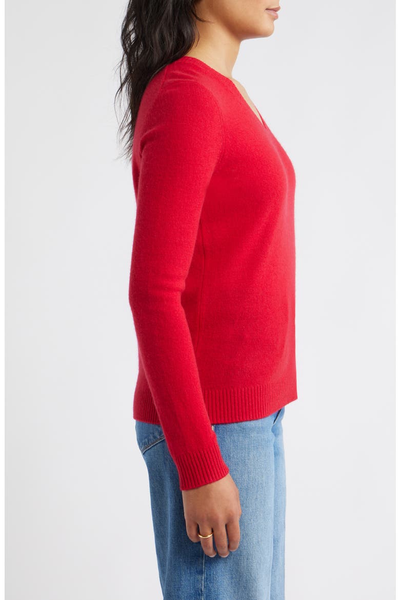 Cashmere V-Neck Sweater, Alternate, color, RED LYCHEE