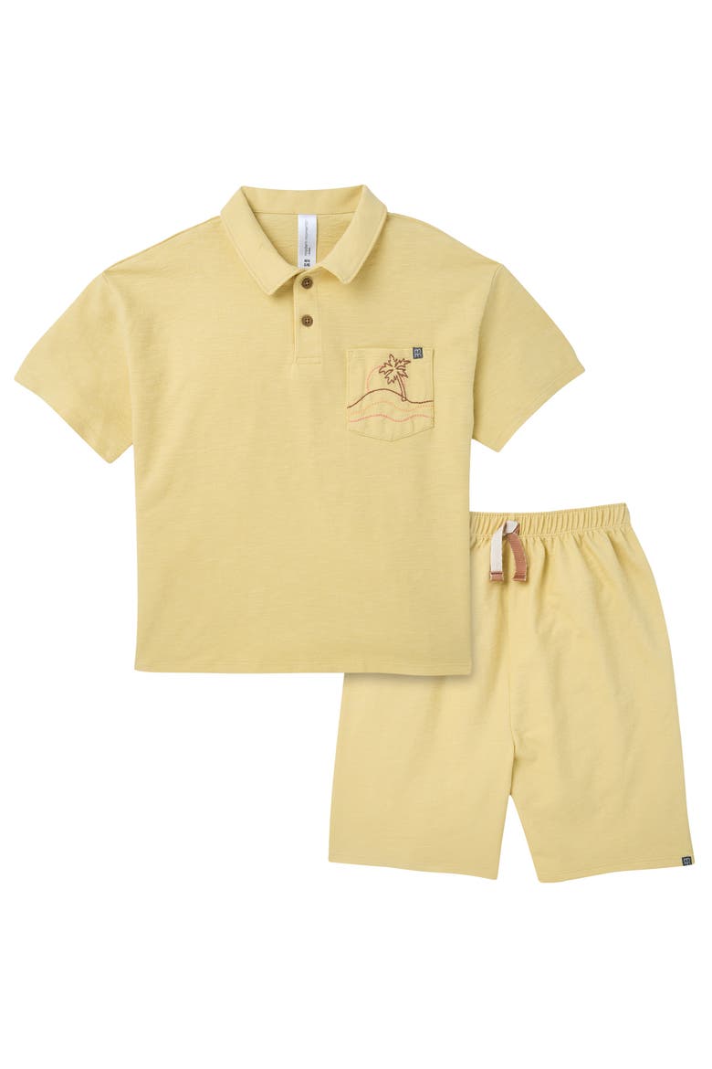 Polo Shirt and Shorts Set, Alternate, color, Reed Yellow