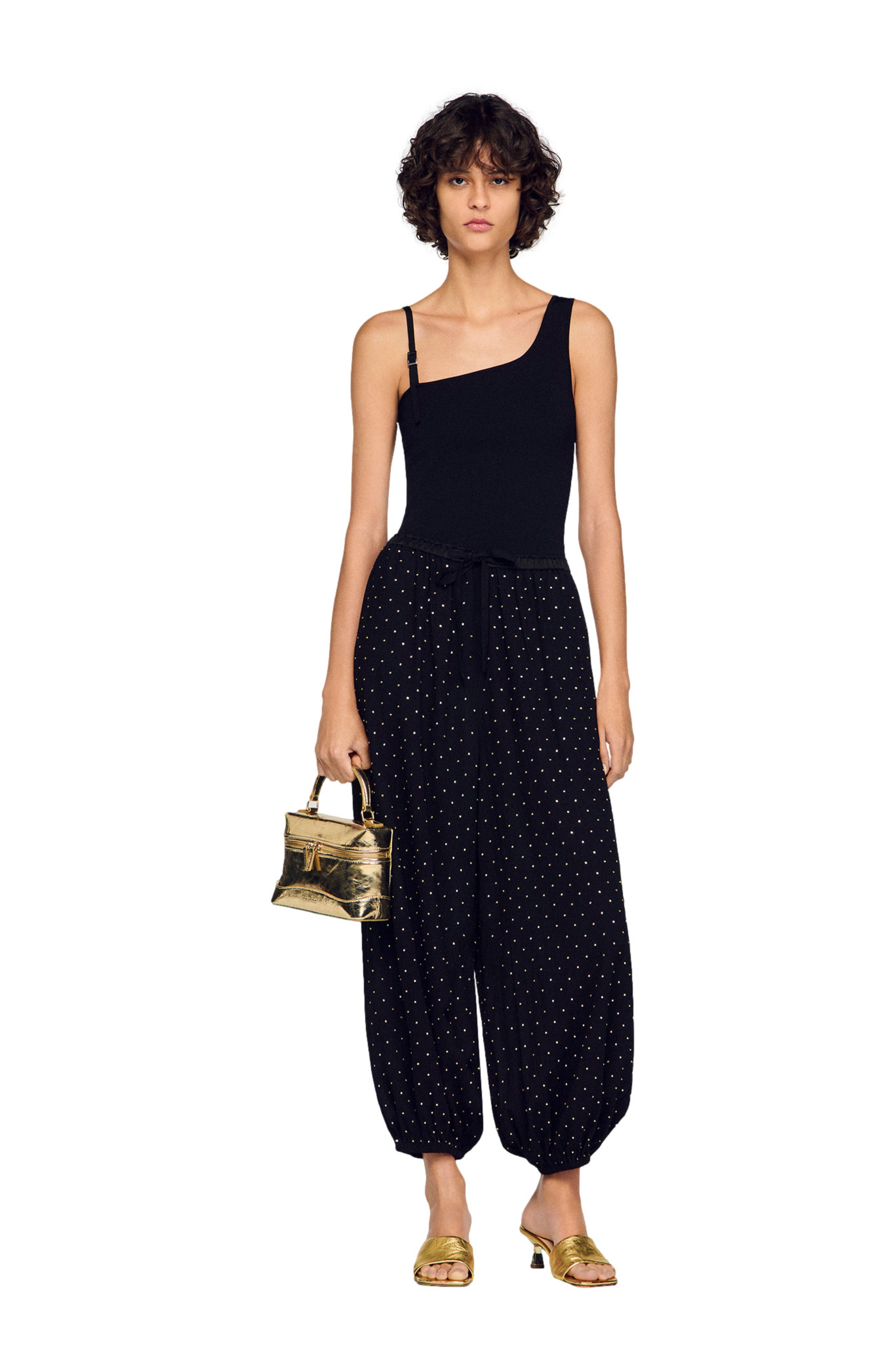 SANDRO Tangolino metallic leather bag, Main, color, Gold