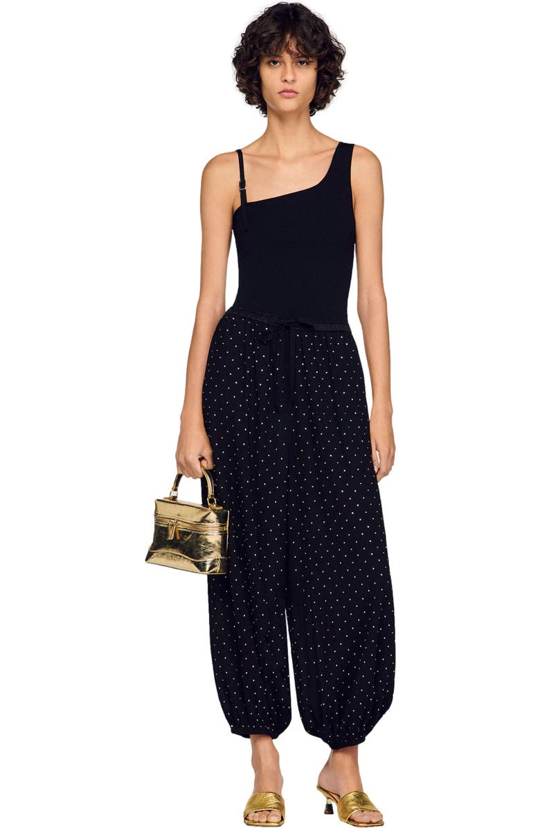 SANDRO Tangolino metallic leather bag, Main, color, Gold