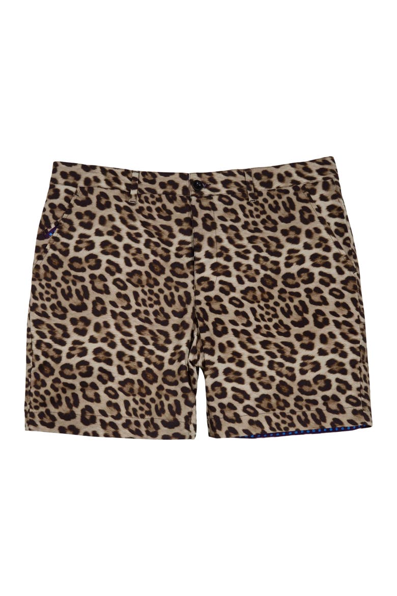 Leopard Mens Flat Front Short, Alternate, color, LEOPARD BROWN