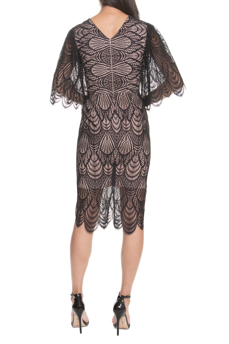 Mia Angel Sleeve Lace Dress, Alternate, color, BLACK