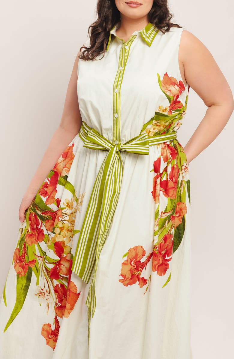 FLYING TOMATO Tie Waist Shirtdress, Alternate, color, Off White