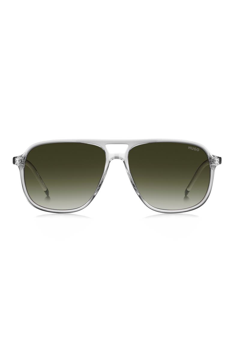 58mm Square Sunglasses, Main, color, CRYSTAL GREEN/ GREEN SHADED
