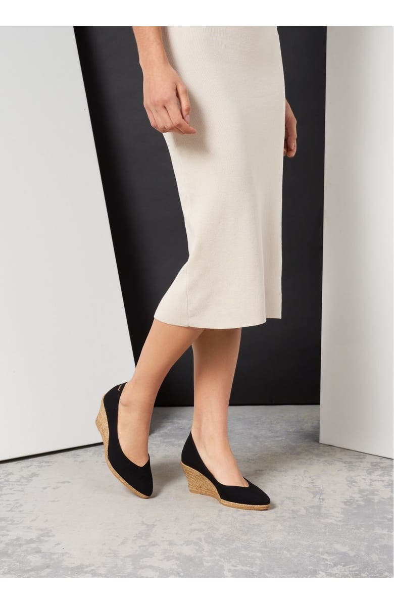 VISCATA Roses Canvas V Cut Espadrille Wedges, Alternate, color, Black