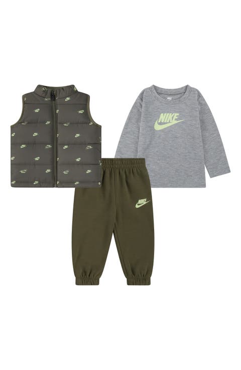 Futura Logo Print Puffer Vest, Graphic T-Shirt & Joggers Set (Baby)