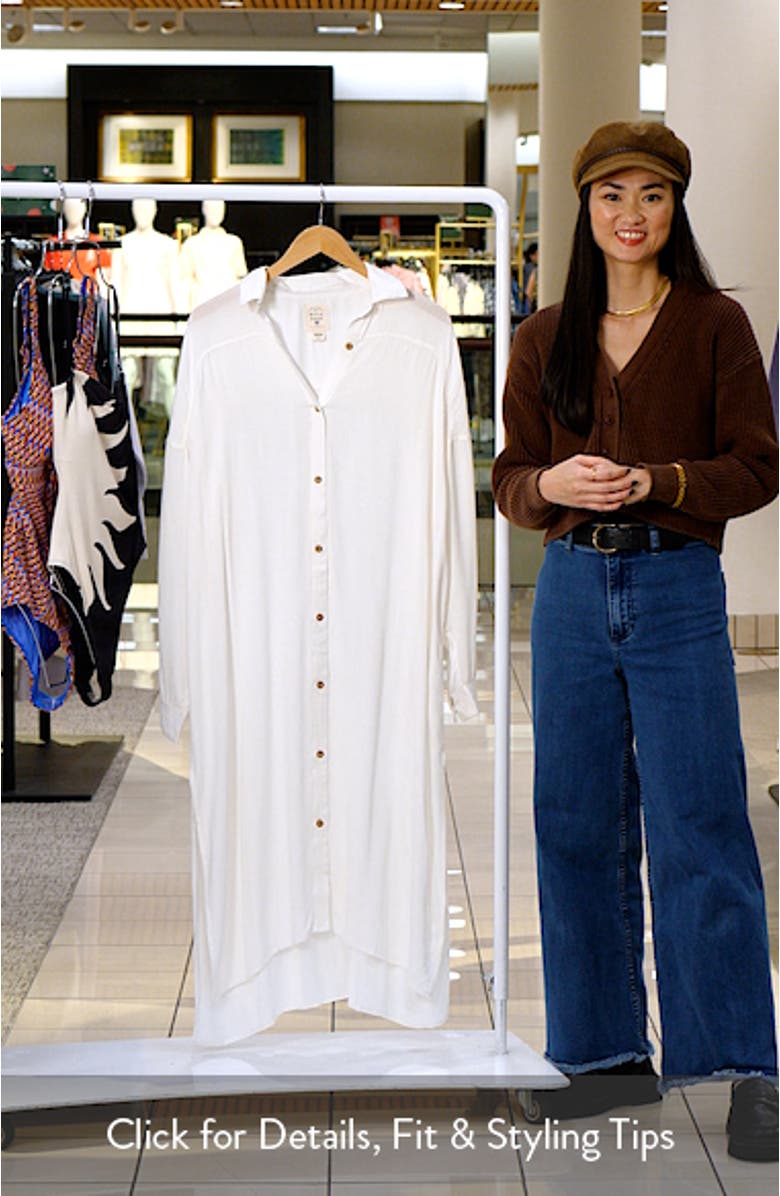 Throw & Go Long Sleeve Midi Cover-Up Shirtdress, sales video thumbnail