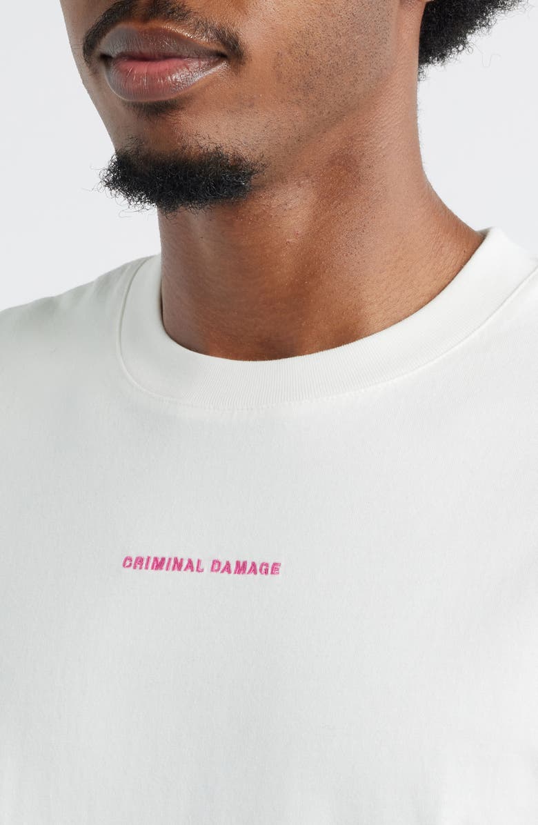 CRIMINAL DAMAGE Fantasy Fulfilled Oversize Embroidered Graphic T-Shirt, Alternate, color, Off White/ Pink