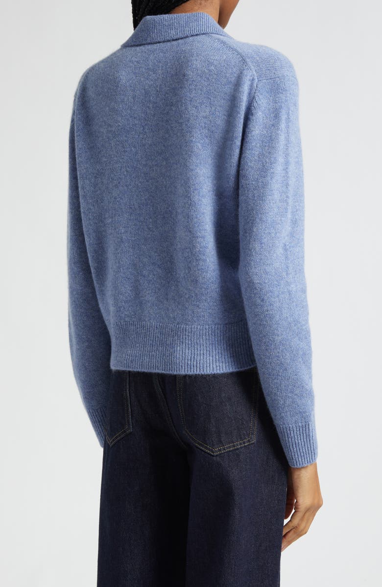 Sporty 
Rich Embroidered Logo Cashmere 
Wool Polo Sweater, Alternate, color, Colony Blue