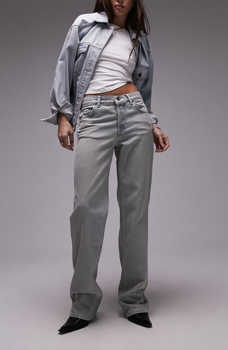 Topshop Kort Low Rise Straight Leg Jeans, Main, color, 