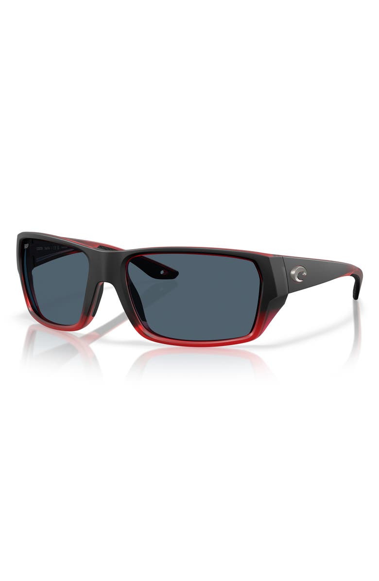 Costa Del Mar Tailfin 57mm Polarized Rectangular Sunglasses, Alternate, color, Red Sky/ Gray 580P