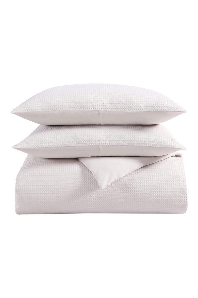 Waffle Piqué Duvet Cover & Sham Set, Main, color, WHITE