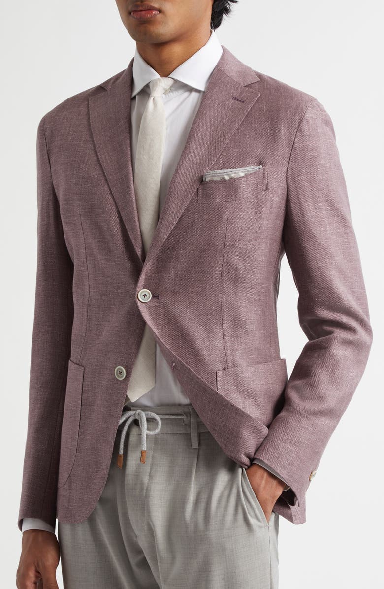 Eleventy Unstructured Linen & Wool Blend Sport Coat, Alternate, color, 47 Berry