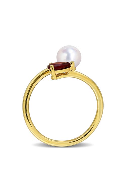 Delmar Cultured Pearl & Semiprecious Stone Crossover Ring In Red