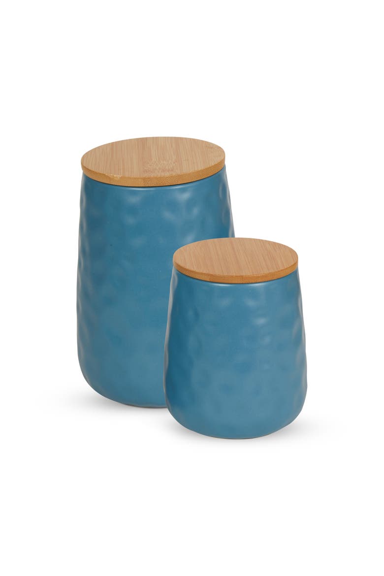 Matte Ceramic Canister Set/3 Dimple Texture, Main, color, Storm Blue