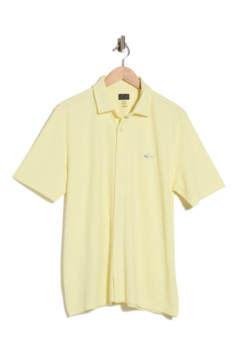 Stretch Piqué Button Front Shirt, Alternate, color, WAX YELLOW