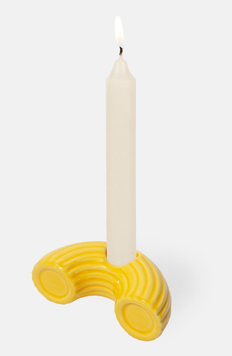 doiy The Dolce Vita Collection Macaroni Ceramic Candle Holder, Alternate, color, Yellow