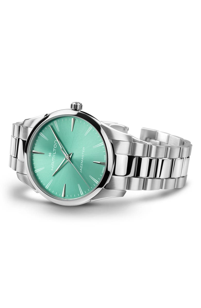 Hamilton Jazzmaster Bracelet Watch, 40mm, Alternate, color, Turquoise