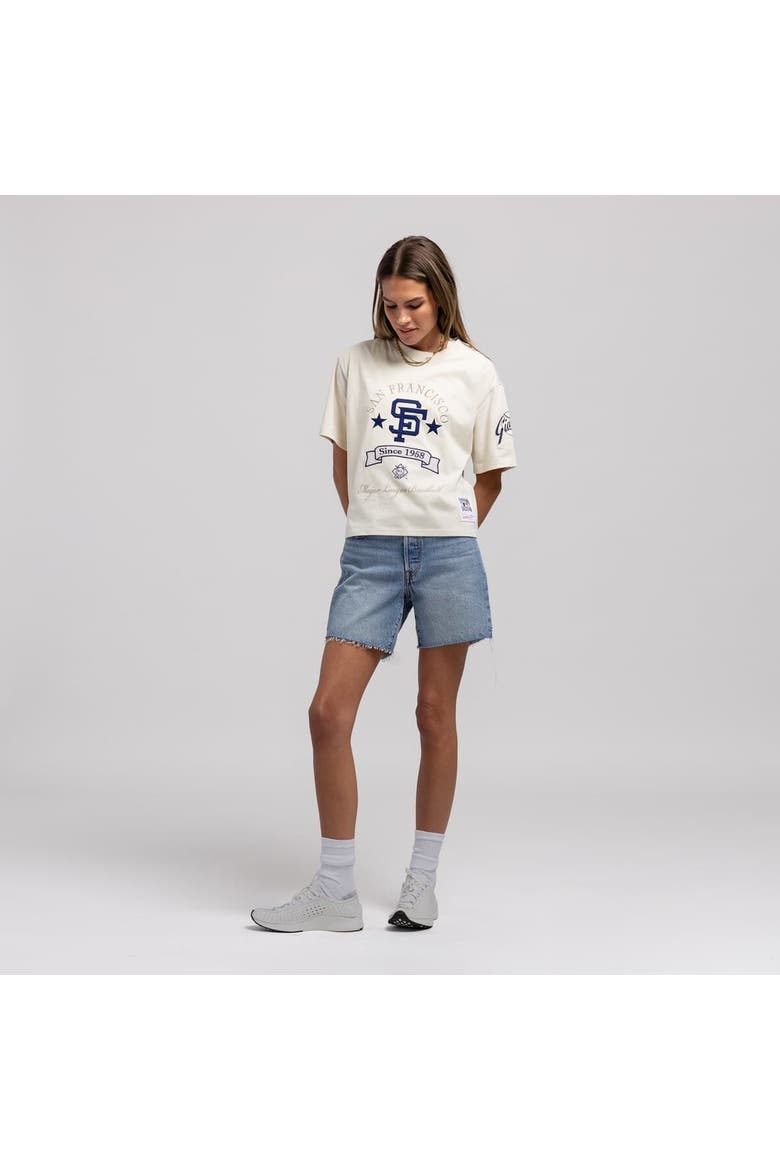 Women's Mitchell & Ness  Cream San Francisco Giants Cooperstown Yacht Rock Boxy Cropped T-Shirt, Main, color, Cream