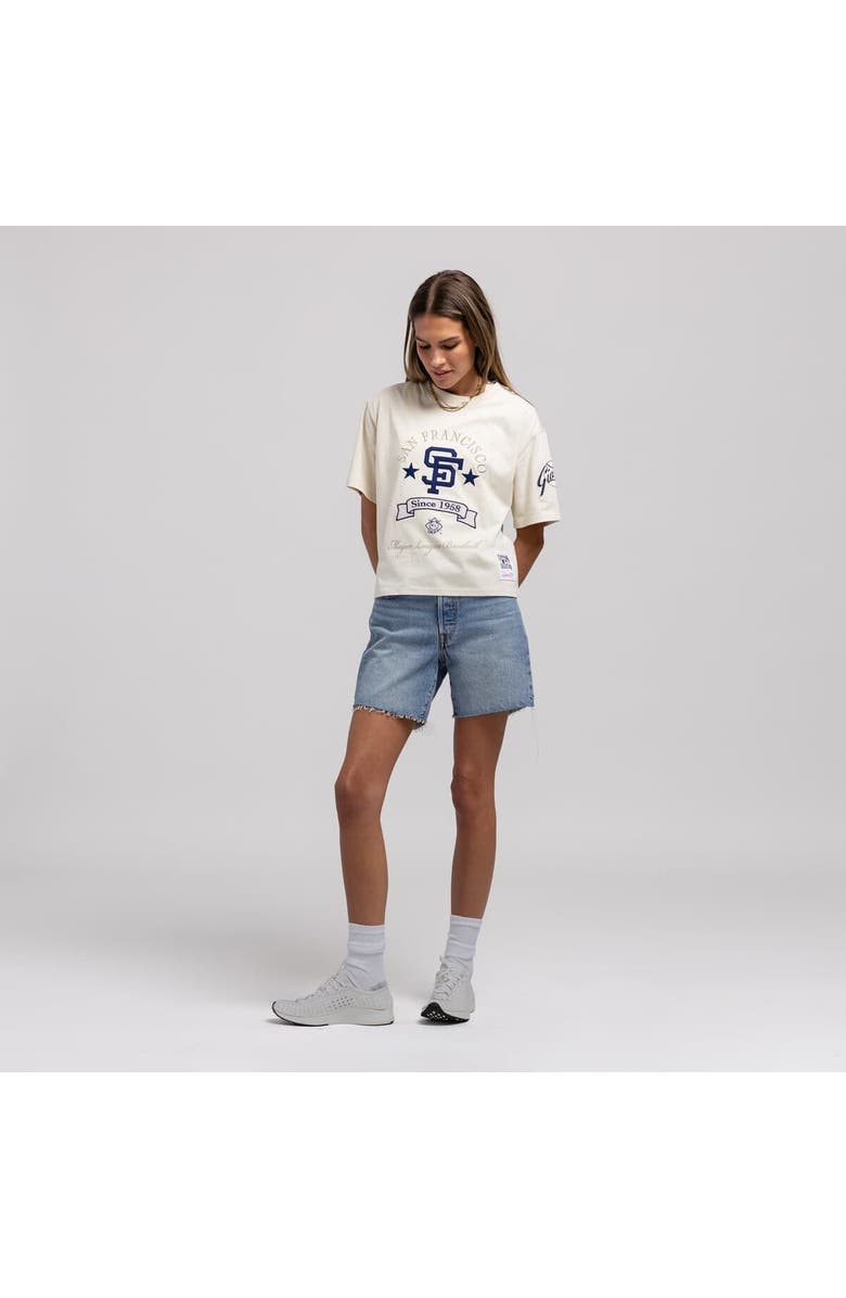 Mitchell & Ness Women's Mitchell & Ness Cream San Francisco Giants Cooperstown Yacht Rock Boxy Cropped T-Shirt, Main, color, Cream