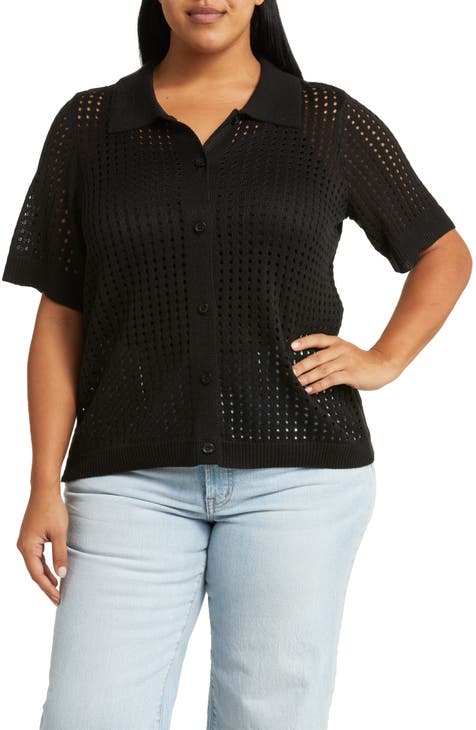 Zena Openwork Button-Up Shirt