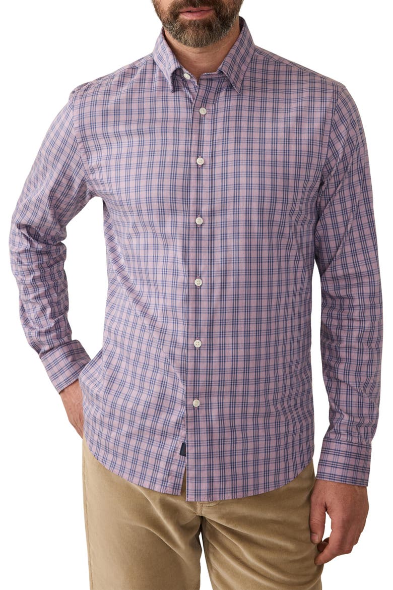 The Movement Button-Up Shirt, Main, color, BERRY SKIES CHECK