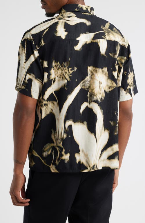 Open Edit Botanical Print Short Sleeve Button-up Shirt