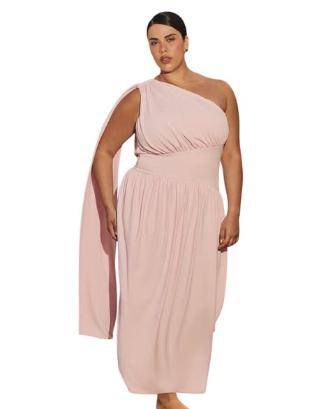 One Shoulder Draped Maxi Dress (plus)
