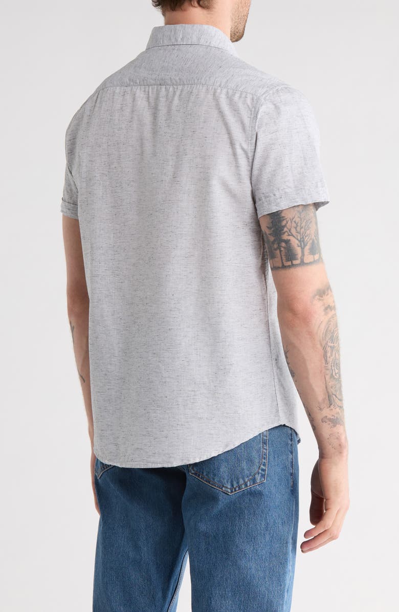 DENIM AND FLOWER Short Sleeve Melange Shirt, Alternate, color, Gray