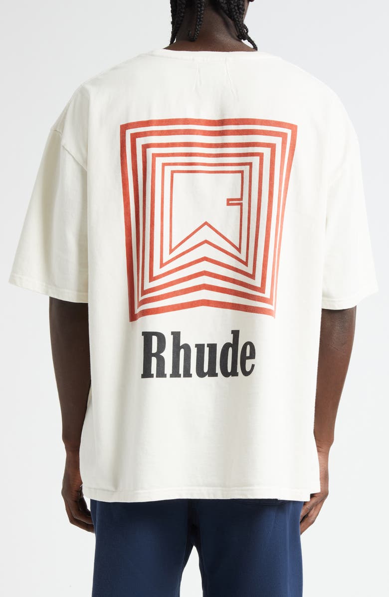 Rhude Chevron Logo Repeat Graphic T-Shirt, Alternate, color, Vintage White