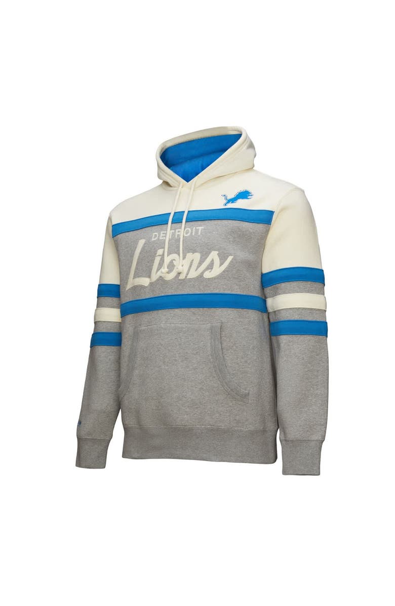 Mitchell & Ness Men's Mitchell & Ness  Heather Gray Detroit Lions Head Coach Vintage Logo Pullover Hoodie, Alternate, color, 