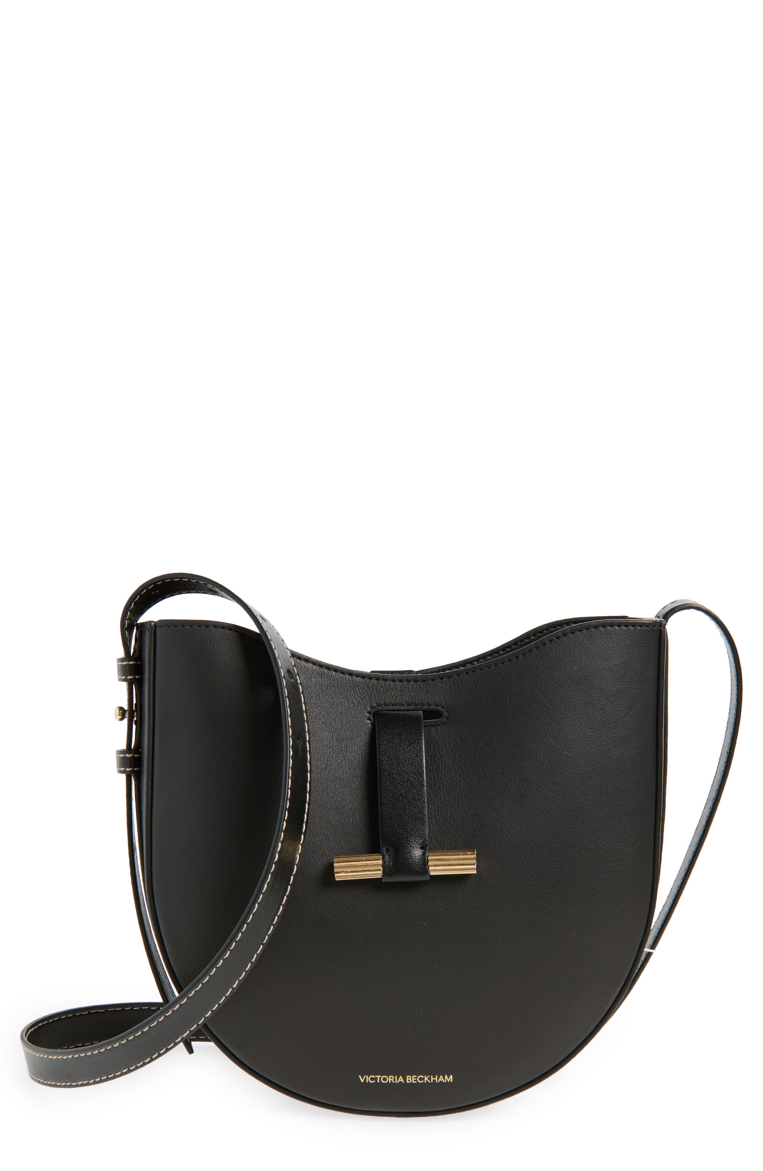Victoria Beckham Dia Leather Crossbody, Main, color, Black