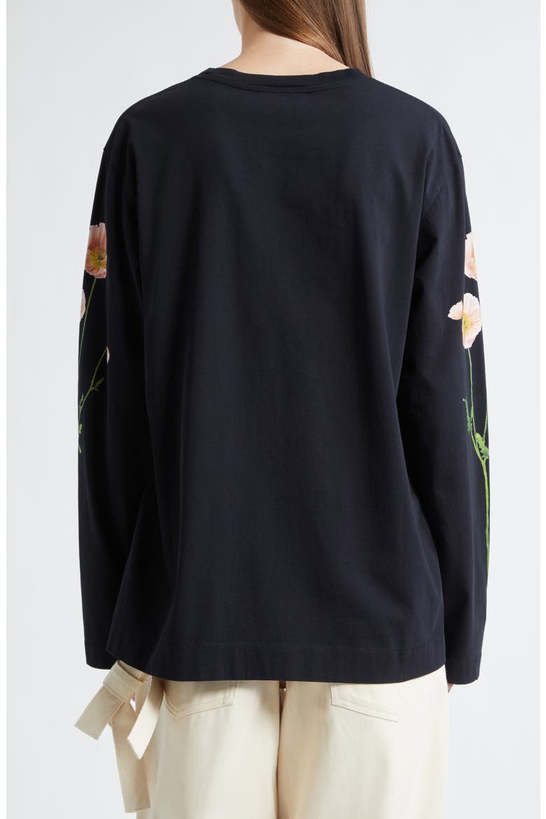 Poppy Field Print Long Sleeve Graphic T-Shirt, Alternate, color, BLACK