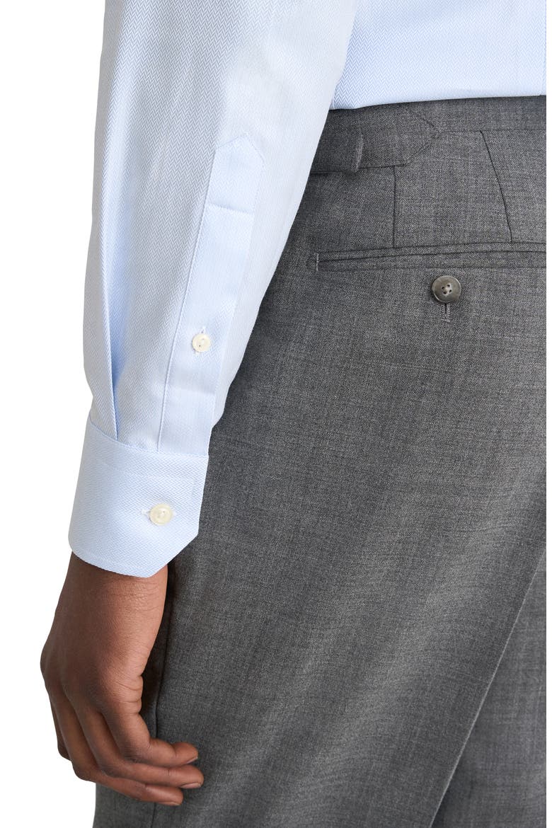 Contemporary Fit Herringbone Cotton Shirt, Alternate, color, LIGHT BLUE